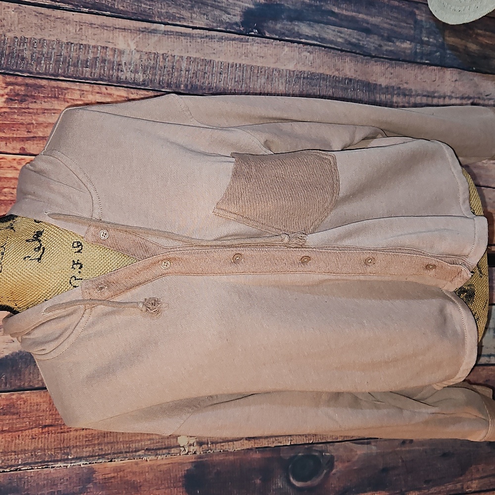 American Eagle Pink Button Up Sweatshirt with Hood